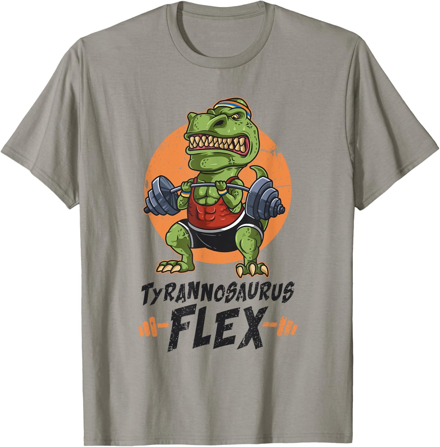 T-Rex Weightlifting Tyrannosaurus Flex Workout Dino Gym Gift T-Shirt - T-Shirt | Sand