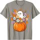 Floral Ghost Halloween Costume Aesthetic Ghost Pumpkin Fall T-Shirt - T-Shirt | Sand