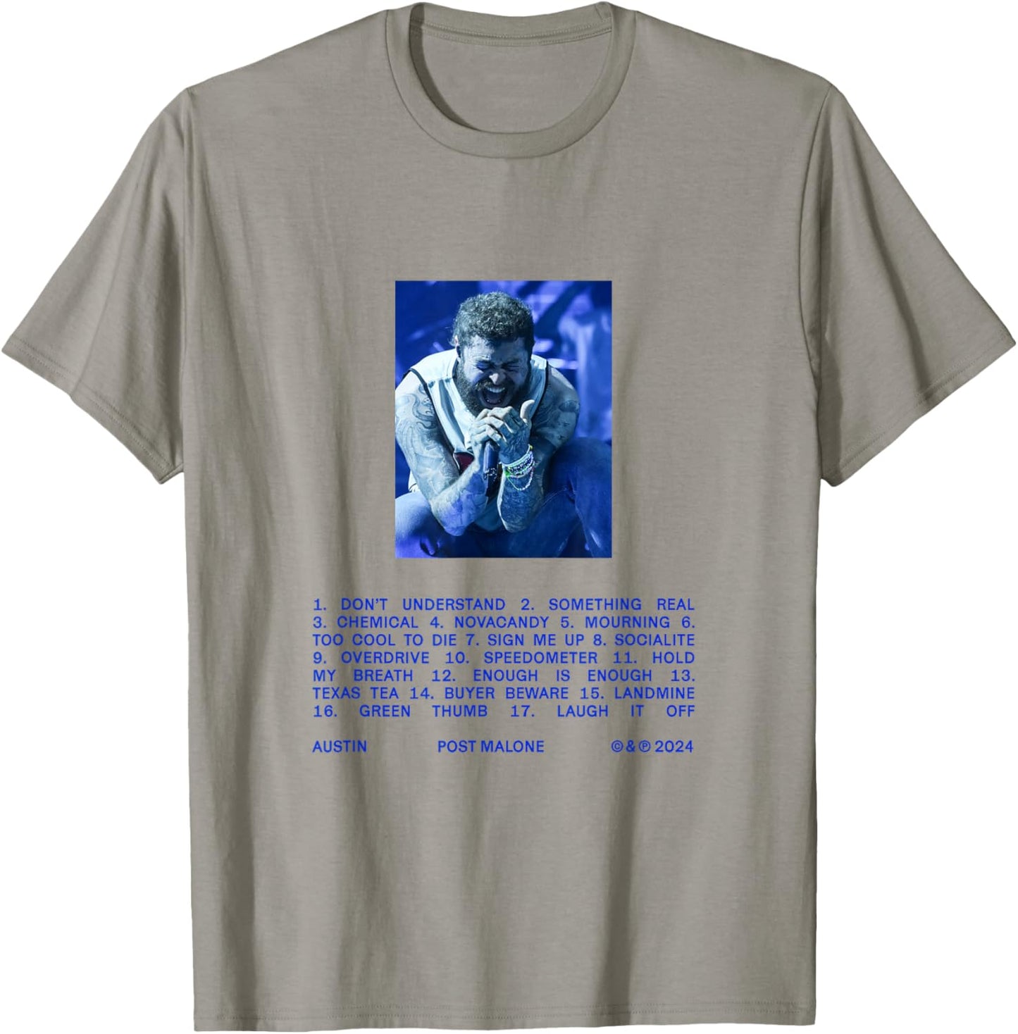 Post Malone Austin Official Watchlist, grey, S T-Shirt - T-Shirt | Sand