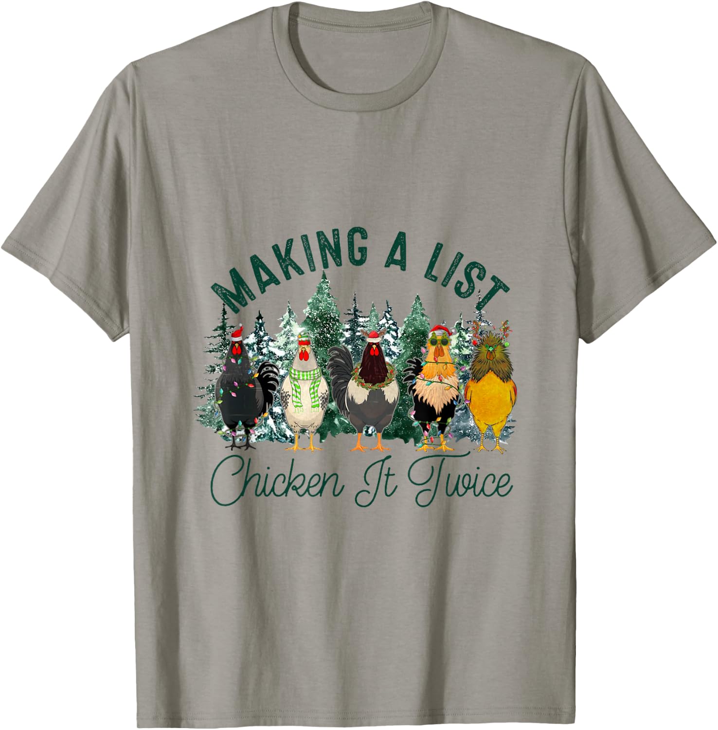 Making A List And Chicken It Twice, Christmas Farm Chicken T-Shirt - T-Shirt | Sand