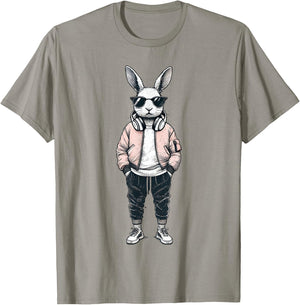 Boys Easter Shirt Bunny Rabbit with Sunglasses Kids T-Shirt - T-Shirt | Sand
