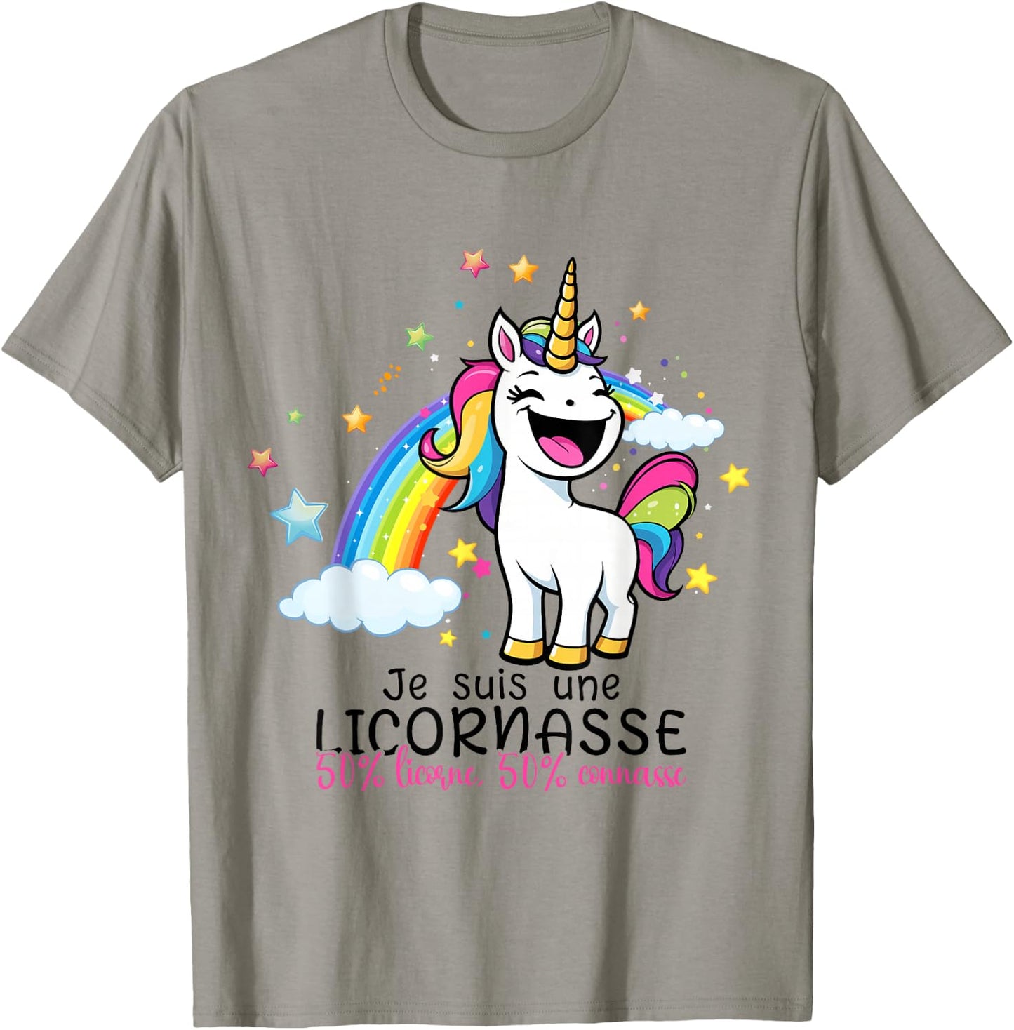 I AM A LICORNASSE,50% UNICORN 50% KNOW HUMOUR , white, S T-Shirt - T-Shirt | Sand