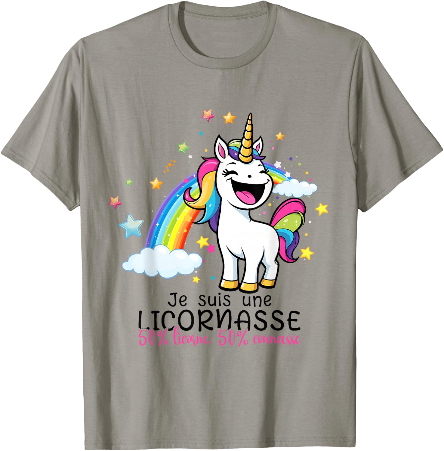 I AM A LICORNASSE,50% UNICORN 50% KNOW HUMOUR , white, S T-Shirt - T-Shirt | Sand