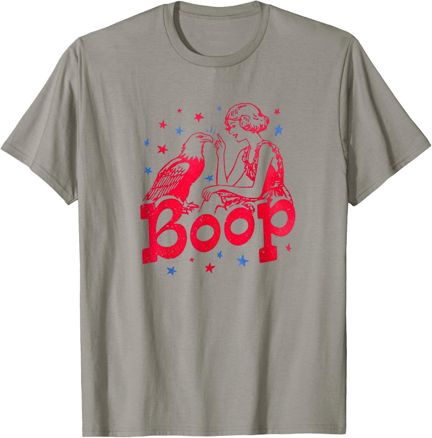 Boop Vintage Girl and Eagle Funny Patriotic Retro Art T-Shirt - T-Shirt | Sand