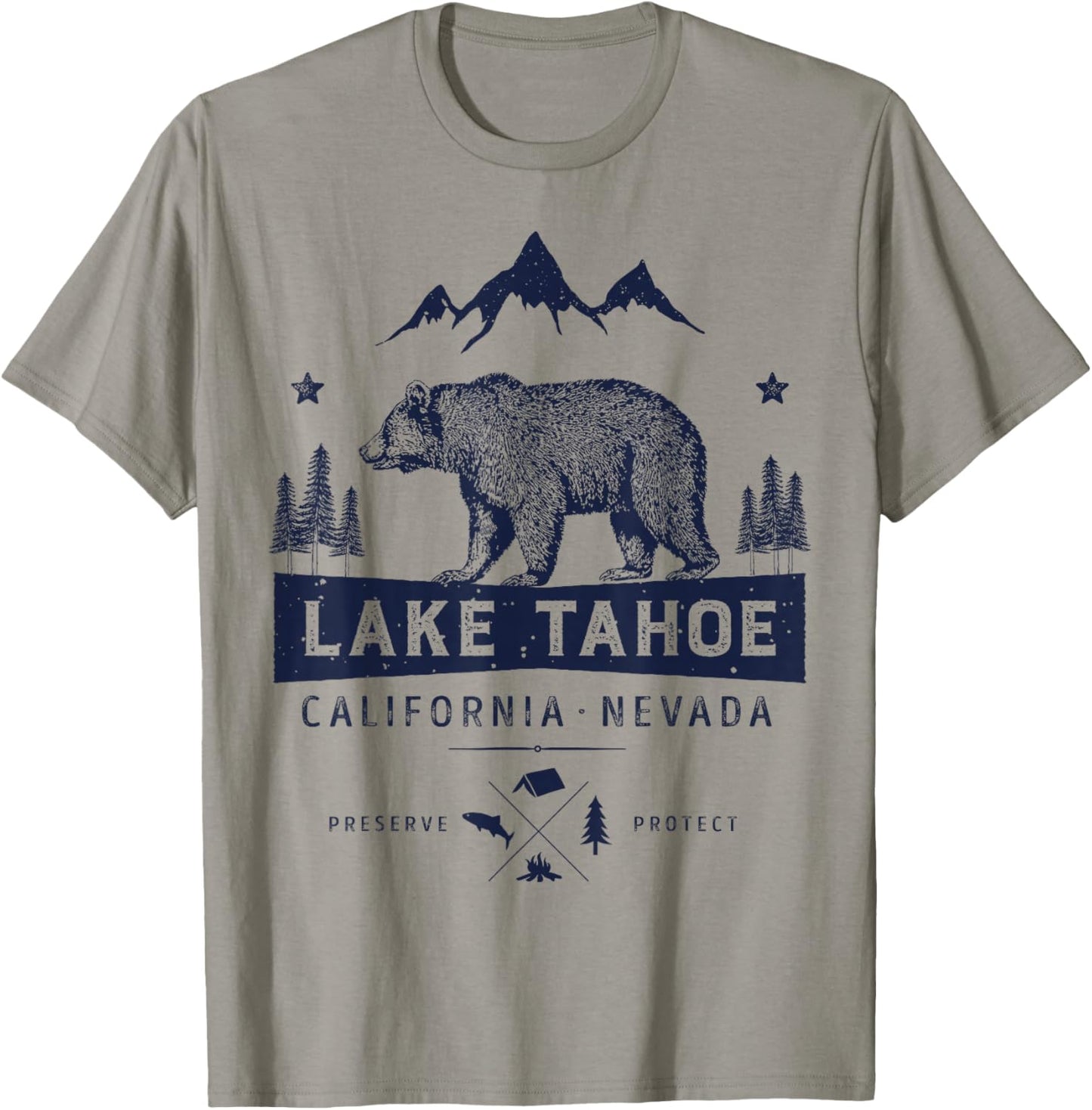 Lake Tahoe T Shirt California Nevada Vintage Bear Men Women T-Shirt - T-Shirt | Sand