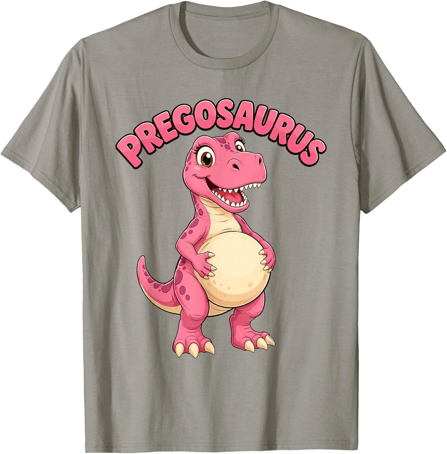Mom Pregosaurus Cute Dinosaur Pregnancy Announcement T-Shirt - T-Shirt | Sand