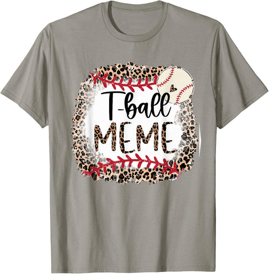 Leopard T-Ball Meme T-Ball Mama Baseball Mama Mother's Day T-Shirt - T-Shirt | Sand