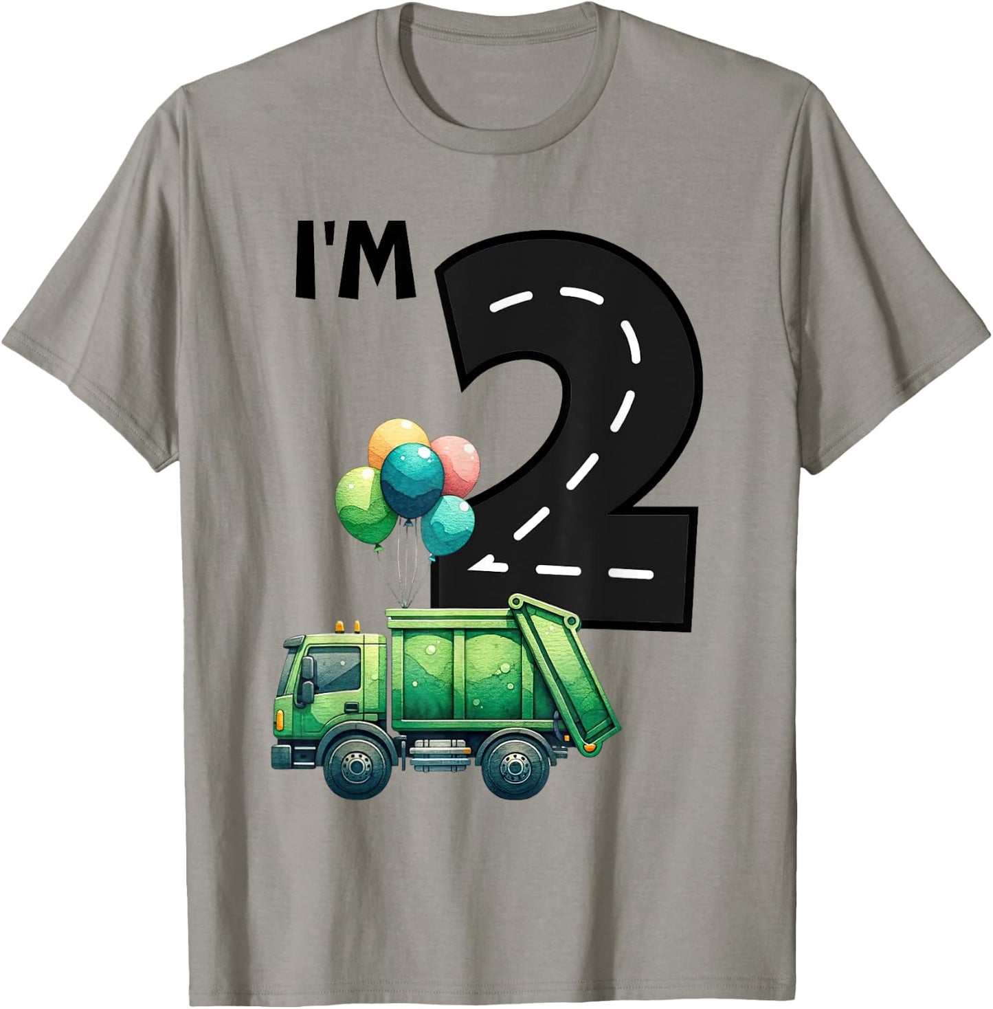I'm Two 2 Year Old Birthday Boy Garbage Truck Toddler Bday T-Shirt - T-Shirt | Sand