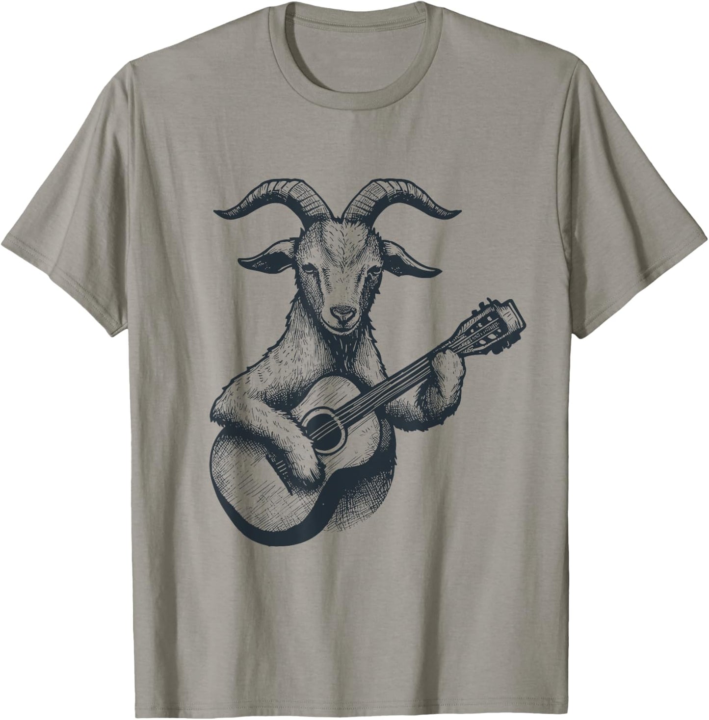 Goat Playing Guitar Goat Musician Guitarist Funny Vintage T-Shirt - T-Shirt | Sand