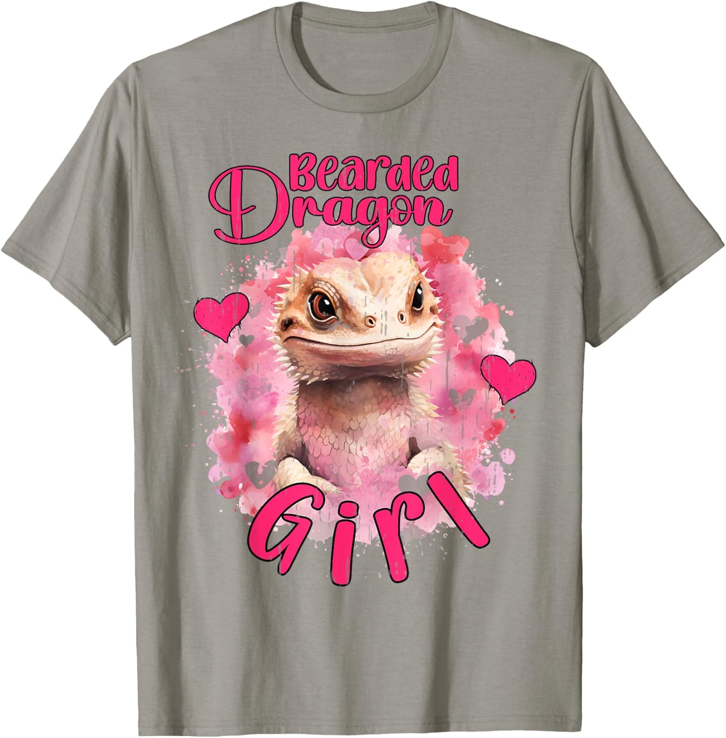 Bearded Dragon Girl Cute Pet Lizard Pink Girls Reptile Theme T-Shirt - T-Shirt | Sand