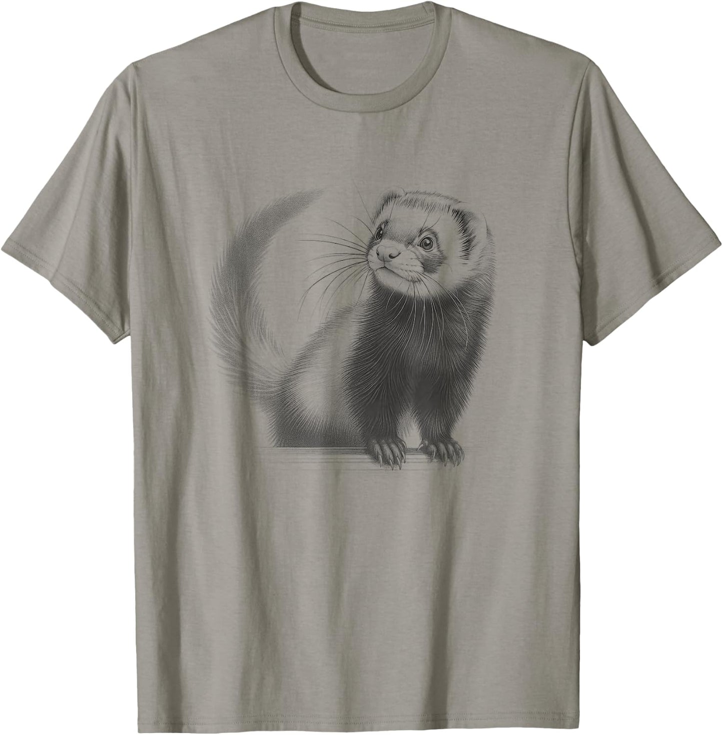 Vintage Ferret Drawing Art Design T-Shirt - T-Shirt | Sand