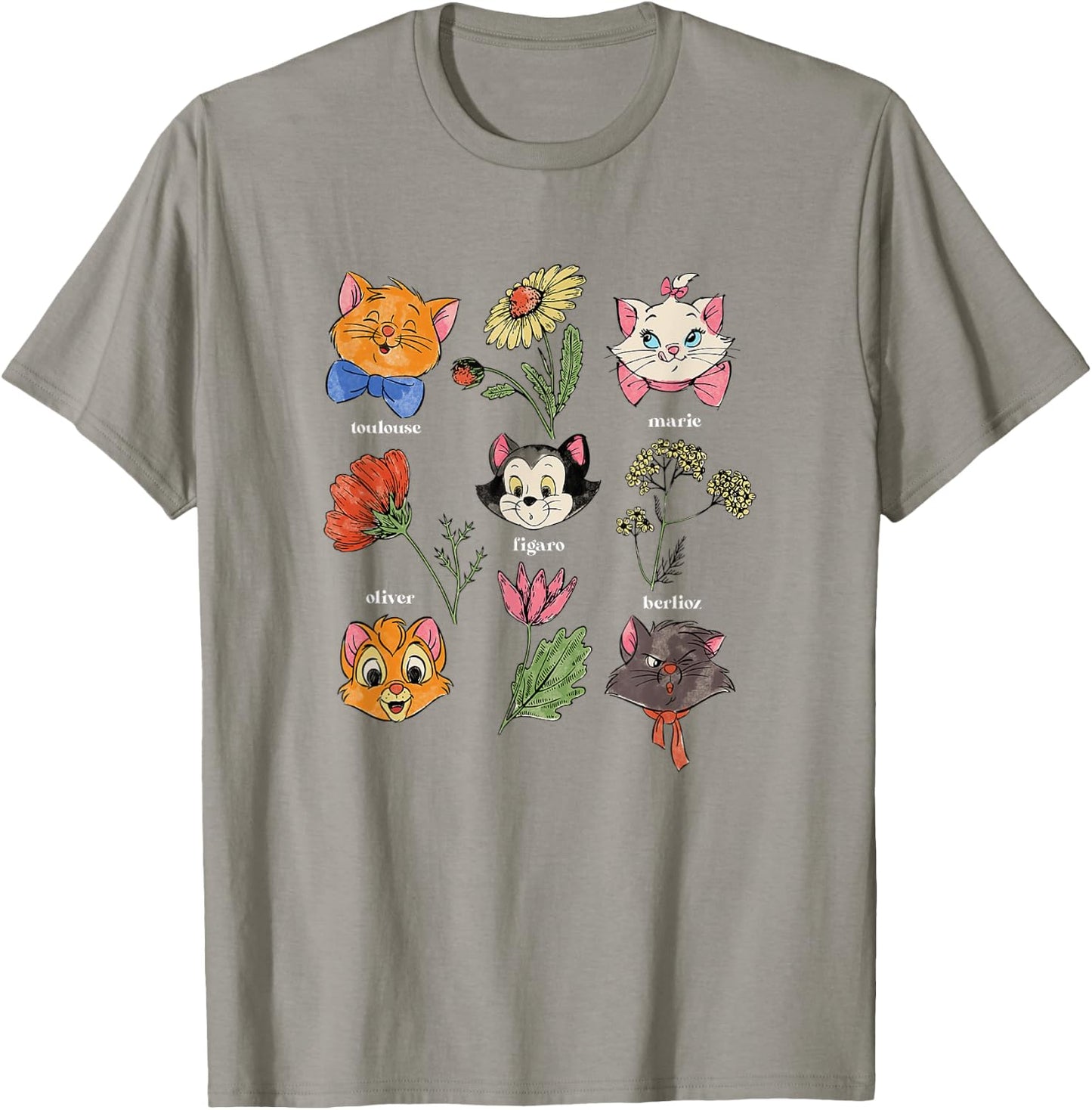 Disney The Aristocats Floral Disney Cats Cute Logo T-Shirt - T-Shirt | Sand
