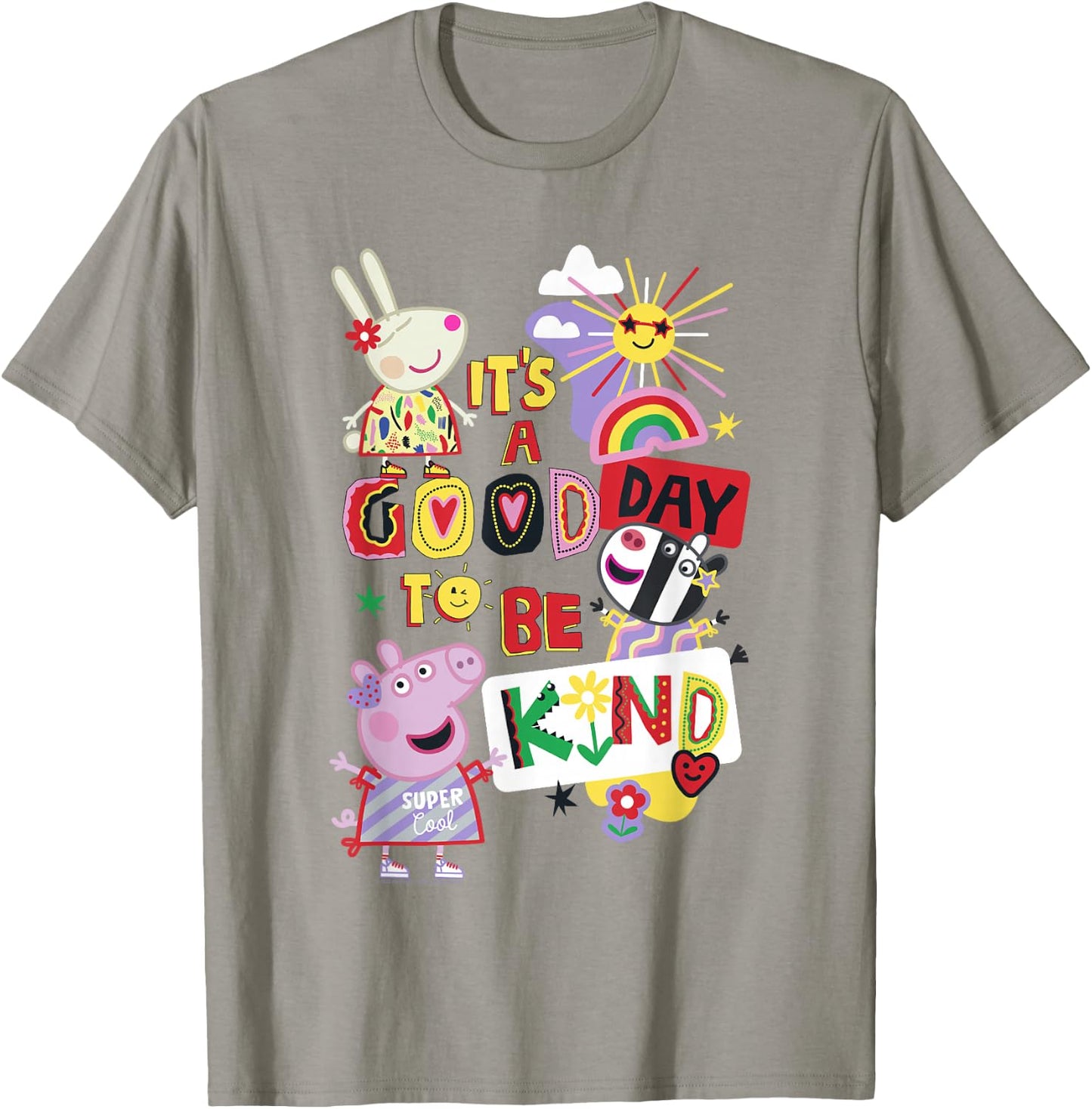Peppa Pig It's A Good Day To Be Kind Colorful Group Shot T-Shirt - T-Shirt | Sand