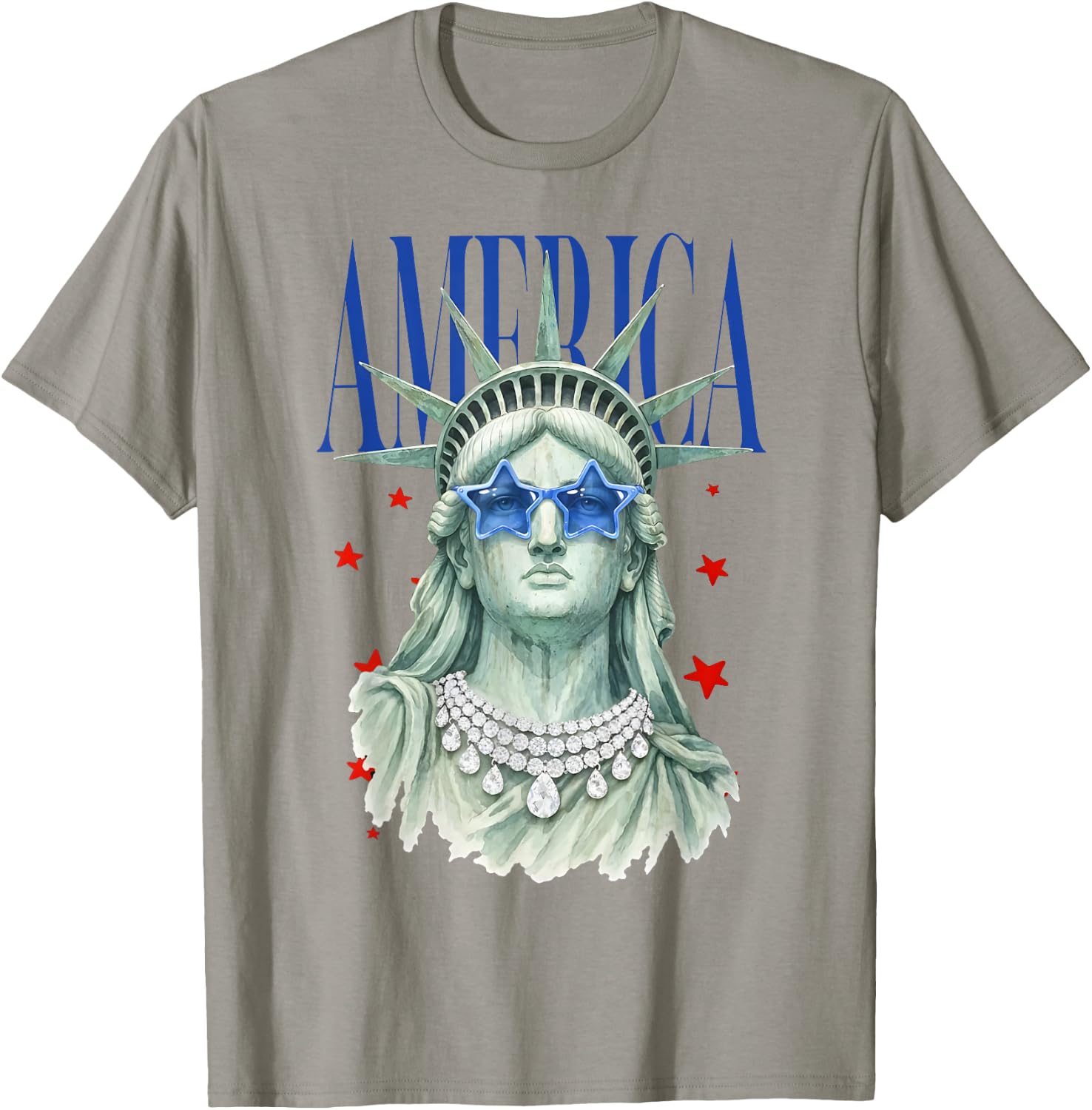 American Beauty Statue of Liberty Patriotic 4th of July T-Shirt - T-Shirt | Sand