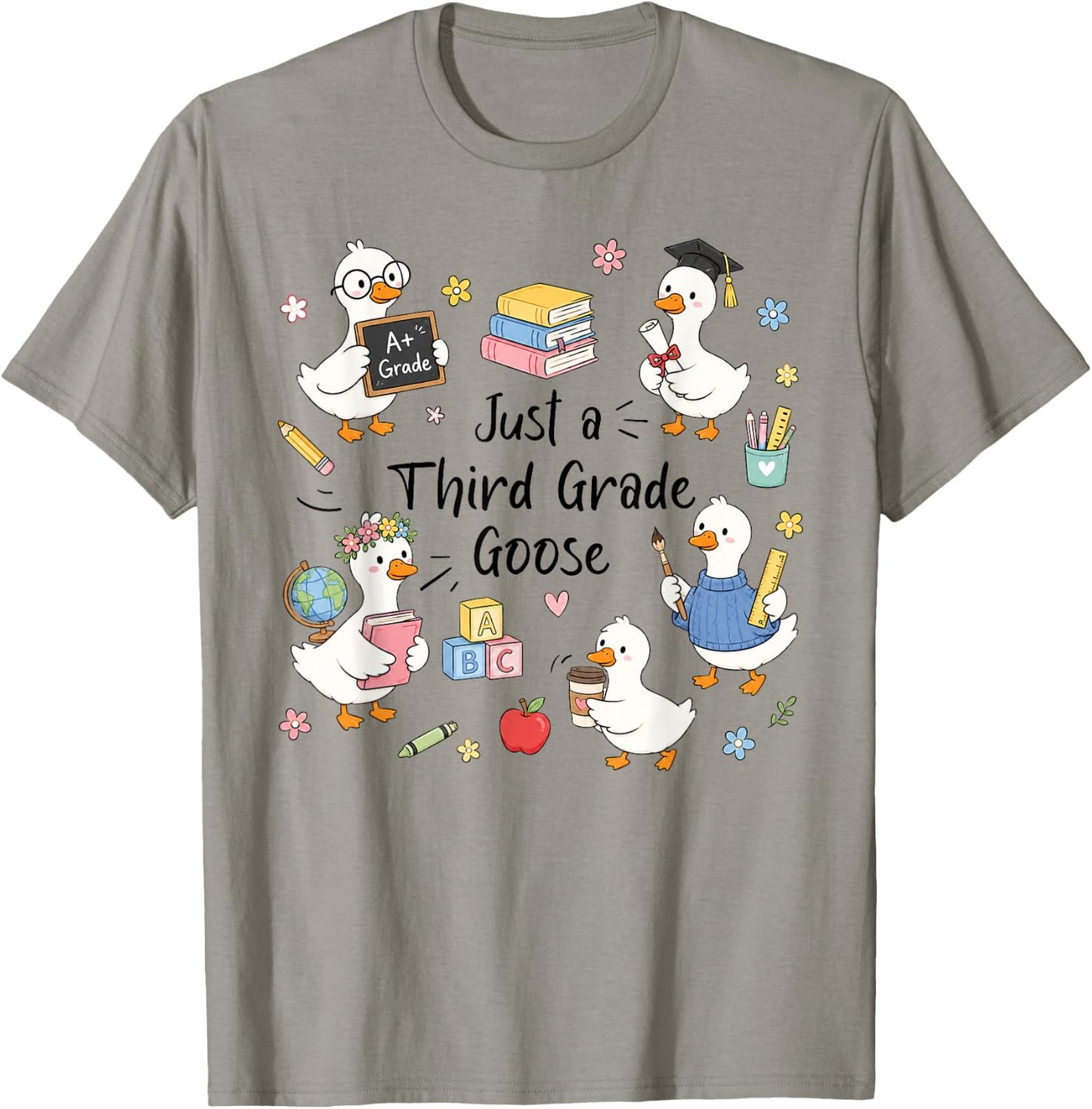 Just A Third Grade Goose Back School Teacher Student T-Shirt - T-Shirt | Sand