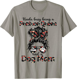 Kinda busy being a Pontoon queen and a dog mom T-Shirt - T-Shirt | Sand