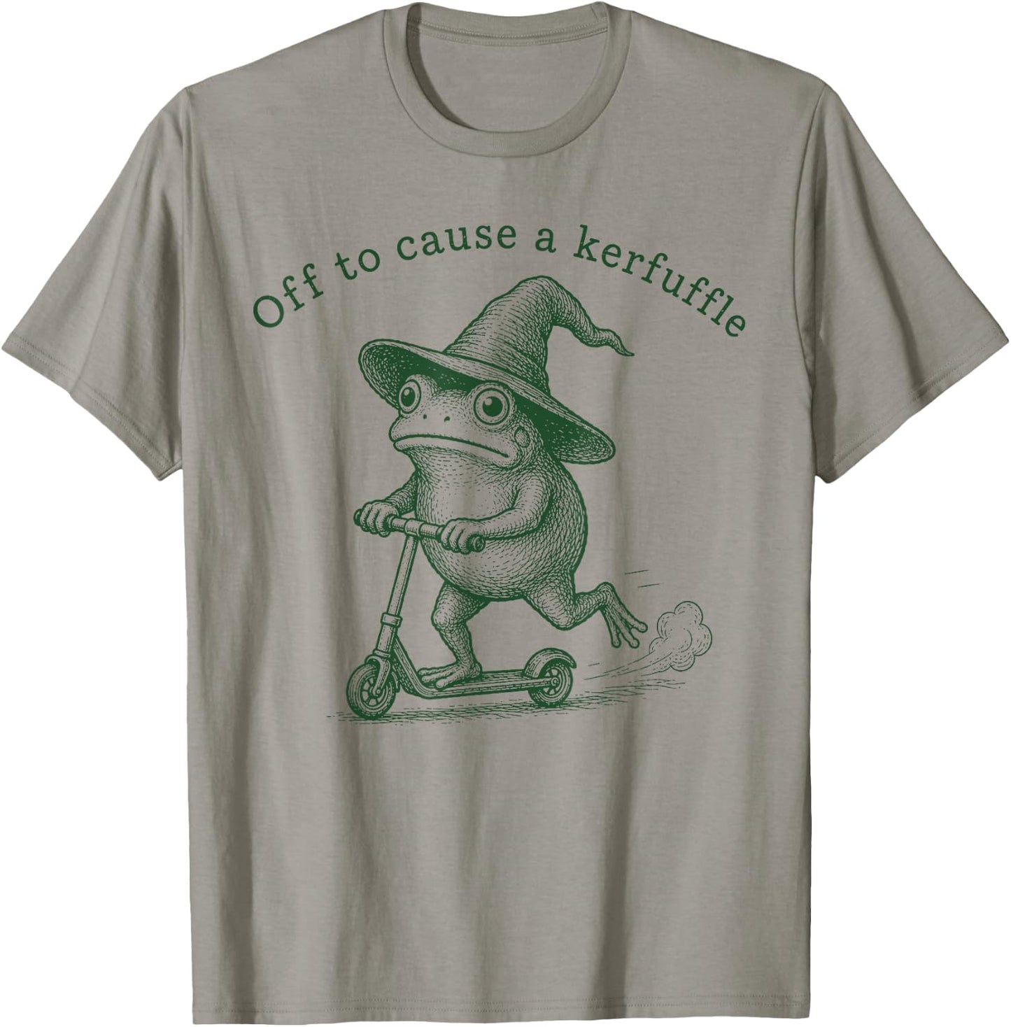 Off to Cause A Kerfuffle Funny Frog Humor Sarcastic T-Shirt - T-Shirt | Sand