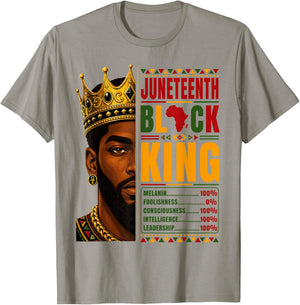 Juneteenth Black King Nutrition Facts Pride African T-Shirt - T-Shirt | Sand