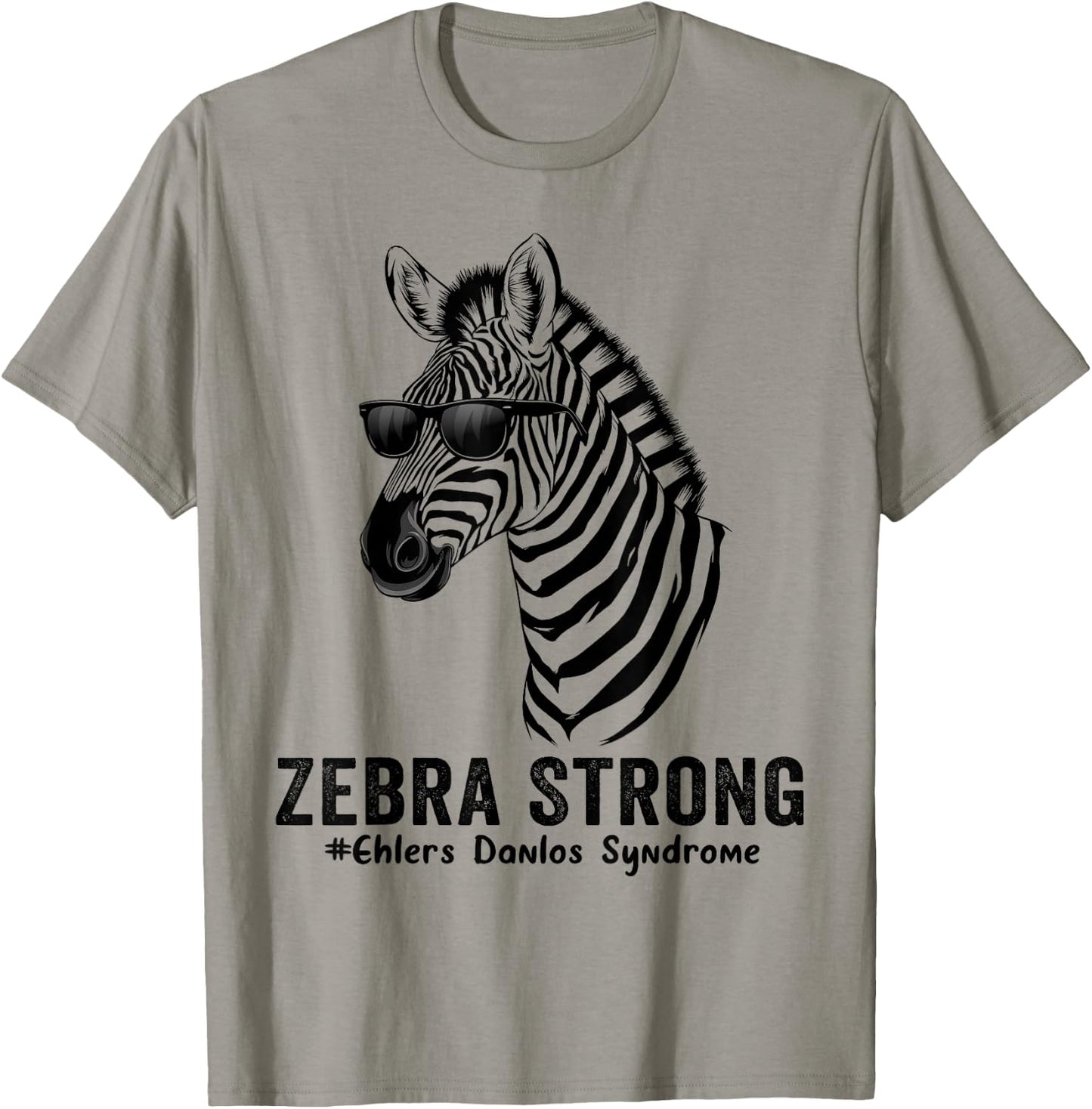 Zebra Strong Zebra With Sunglasses EDS Awareness Warriors T-Shirt - T-Shirt | Sand