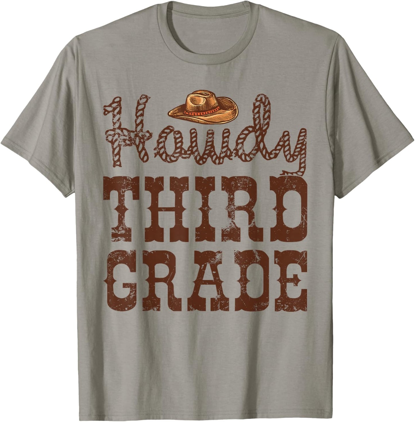 Howdy Third Grade Teacher Cowboy Cowgirl Back to School T-Shirt - T-Shirt | Sand
