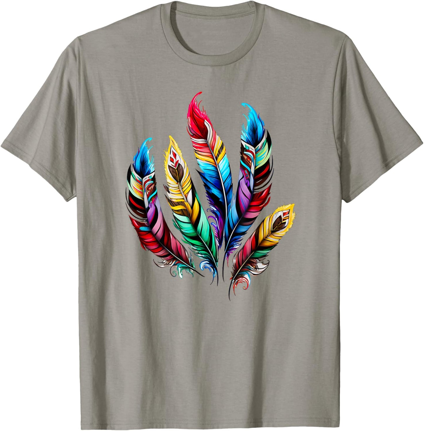 Colorful feathers boho ethnic style Indian bird pattern love T-Shirt - T-Shirt | Sand