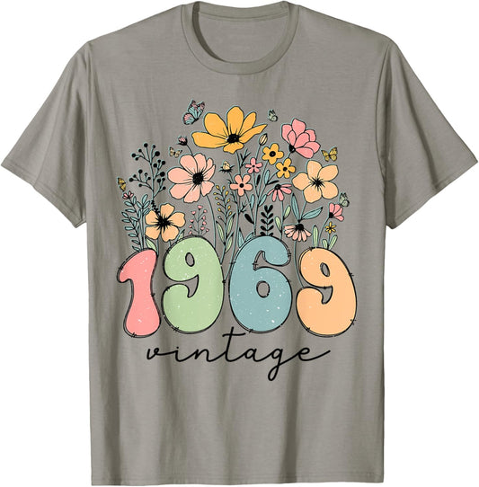 55 Years Old Vintage 1969 Flowers 55th Birthday Floral Women T-Shirt - T-Shirt | Sand