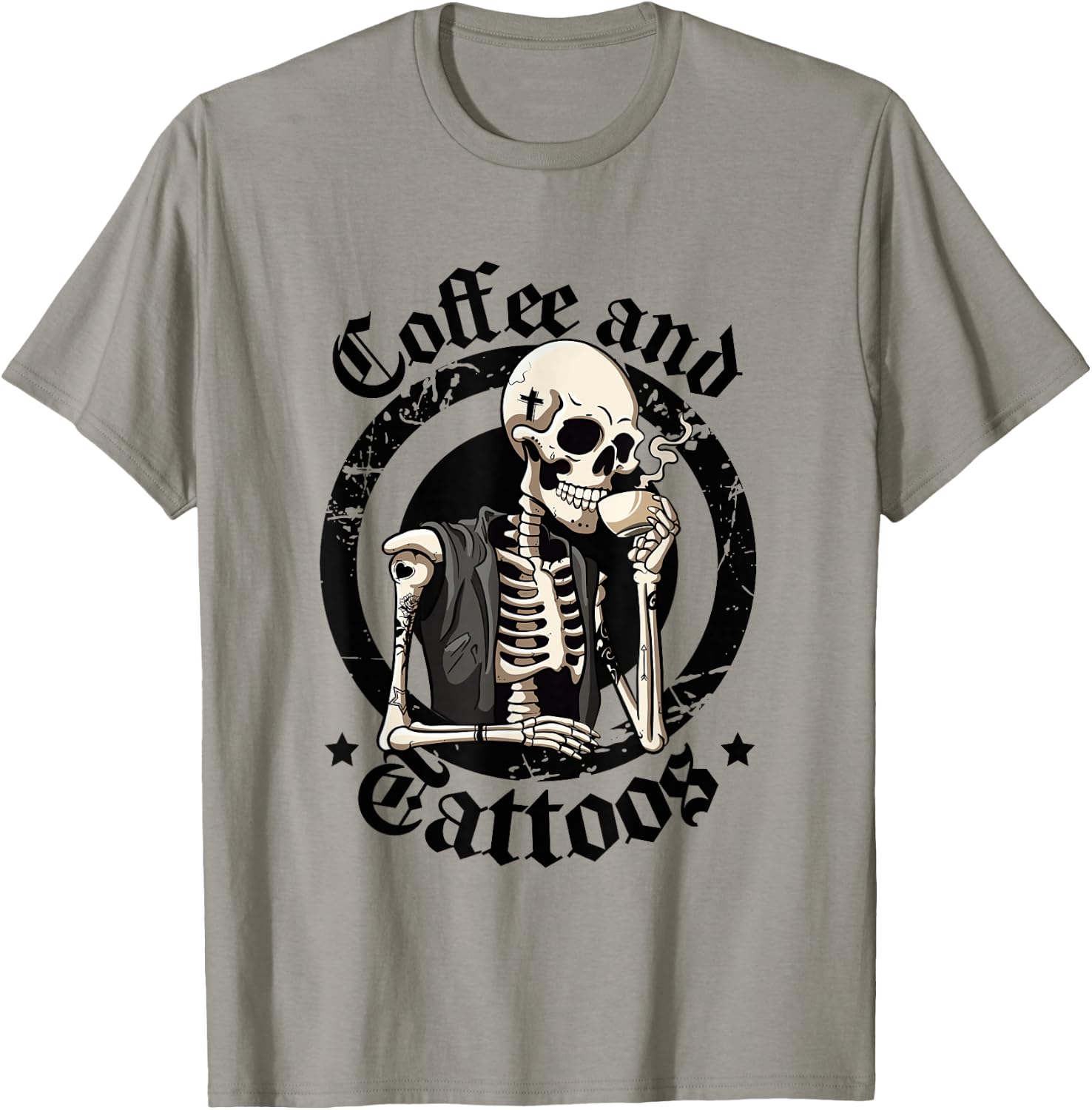 Coffee And Tattoos Lover Inked Caffeine Funny Tattoo Artists T-Shirt - T-Shirt | Sand