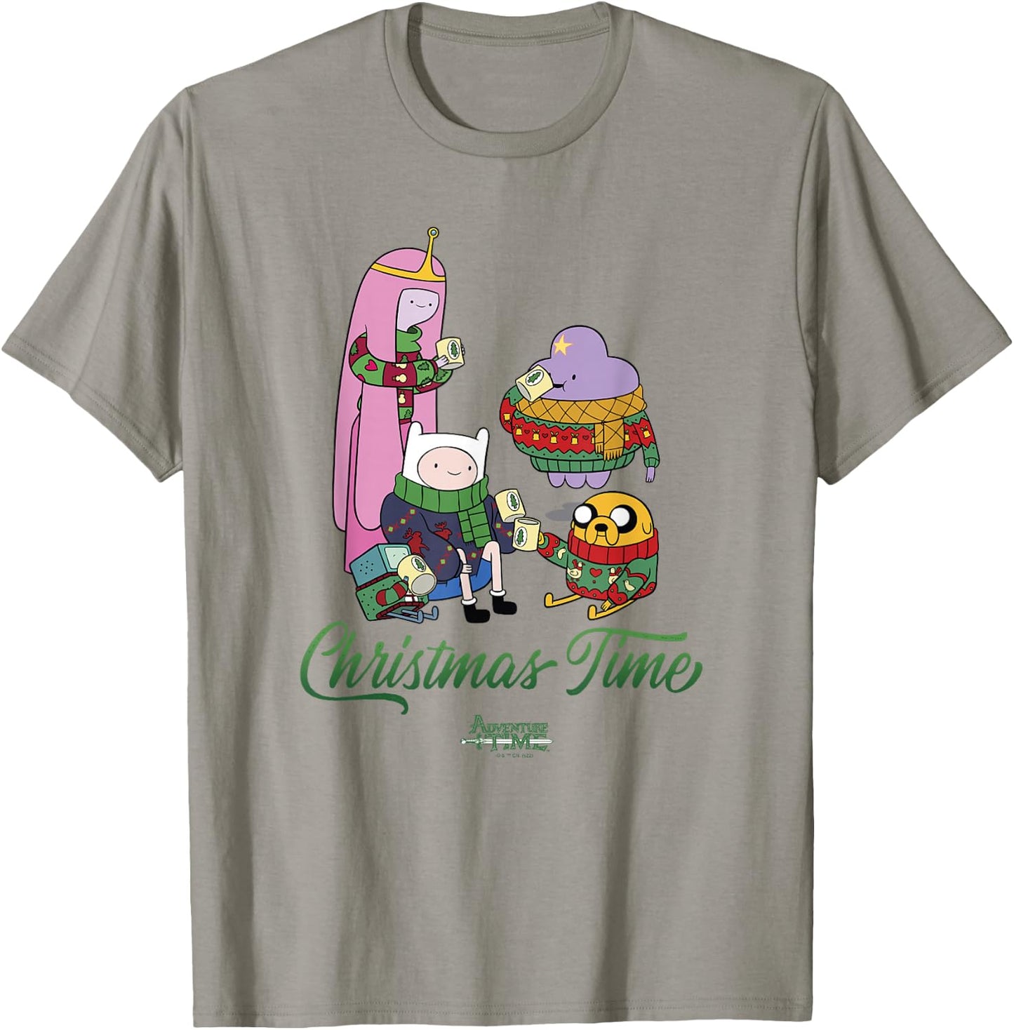 Adventure Time Christmas Friends & Cocoa T-Shirt - T-Shirt | Sand