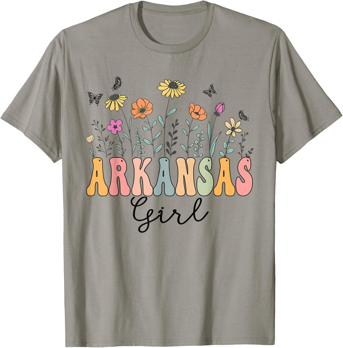 Arkansas Girl Wildflower Groovy Arkansas Lover T-Shirt - T-Shirt | Sand