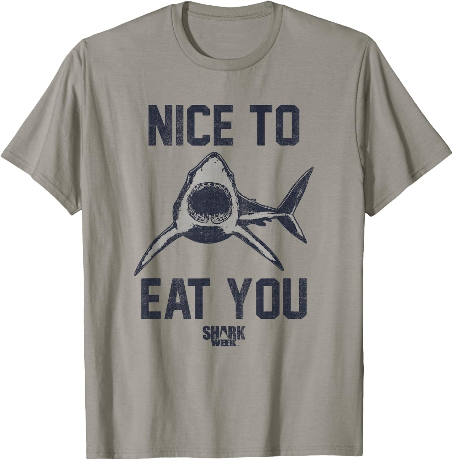 Shark Week Great White Nice To Eat You Vintage Bold Text T-Shirt - T-Shirt | Sand