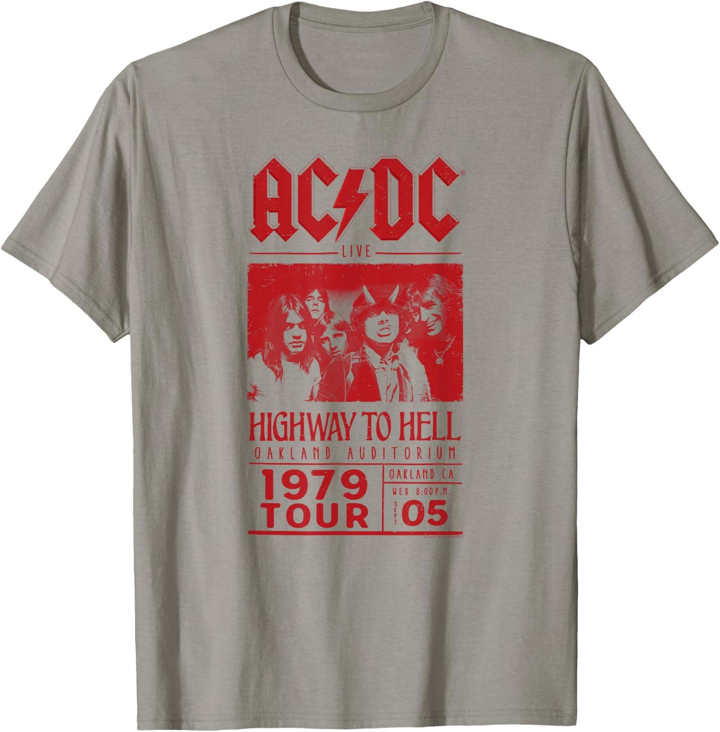 ACDC Live Oakland Auditorium Rock Music Band , gray T-Shirt - T-Shirt | Sand