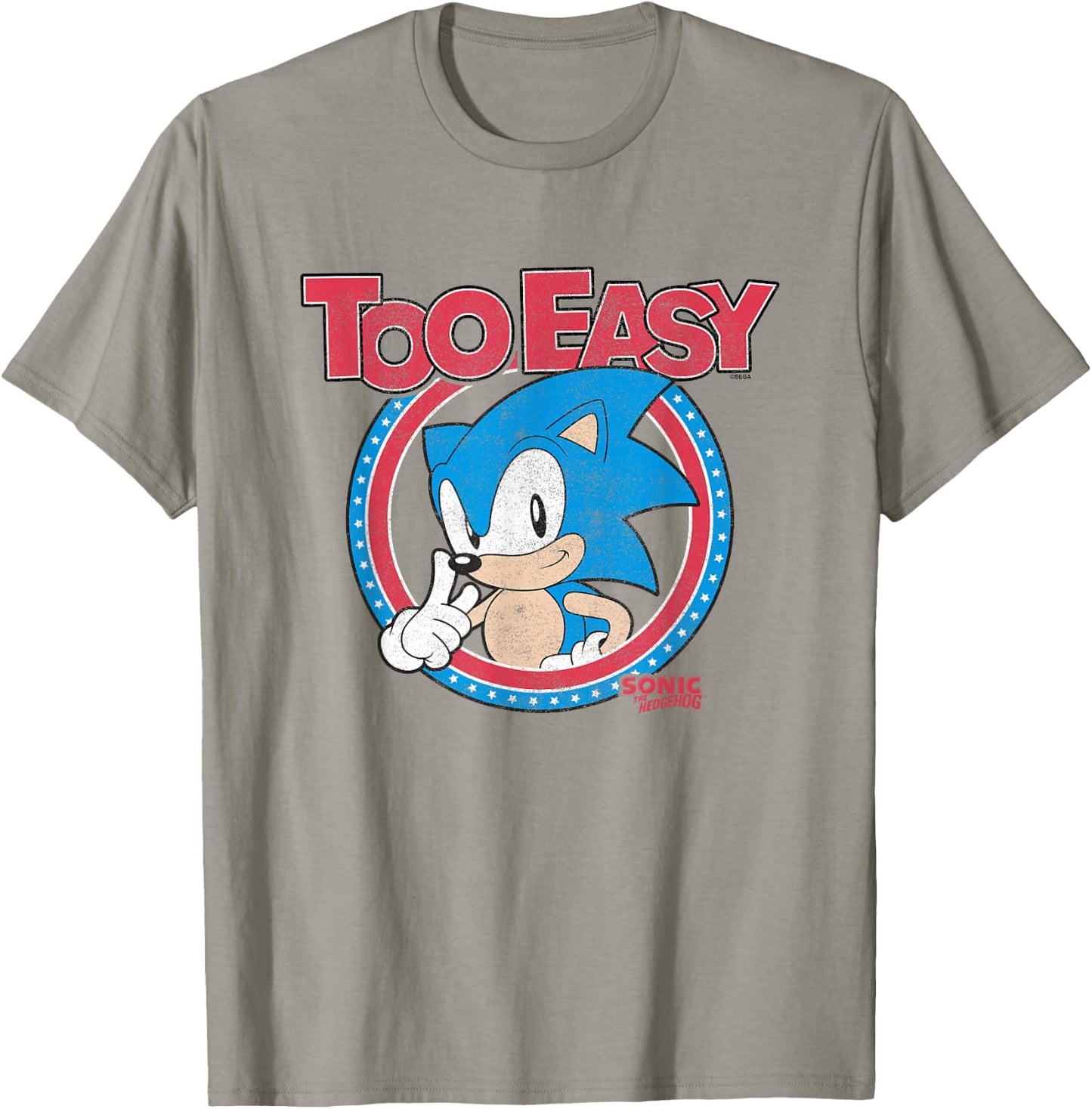 Sonic The Hedgehog Too Easy Americana Distressed Logo T-Shirt - T-Shirt | Sand
