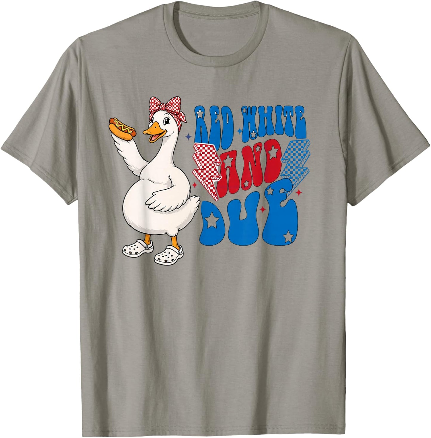 Red White, and Due Goose Pregnant 4th July Baby Reveal T-Shirt - T-Shirt | Sand