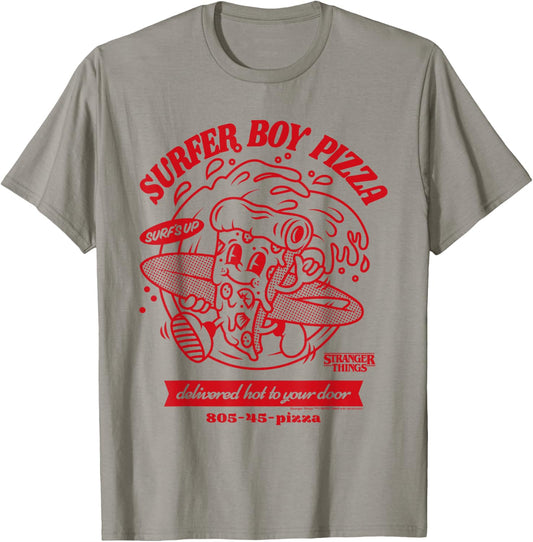 Stranger Things Surfer Boy Pizza Surf's Up , White T-Shirt - T-Shirt | Sand