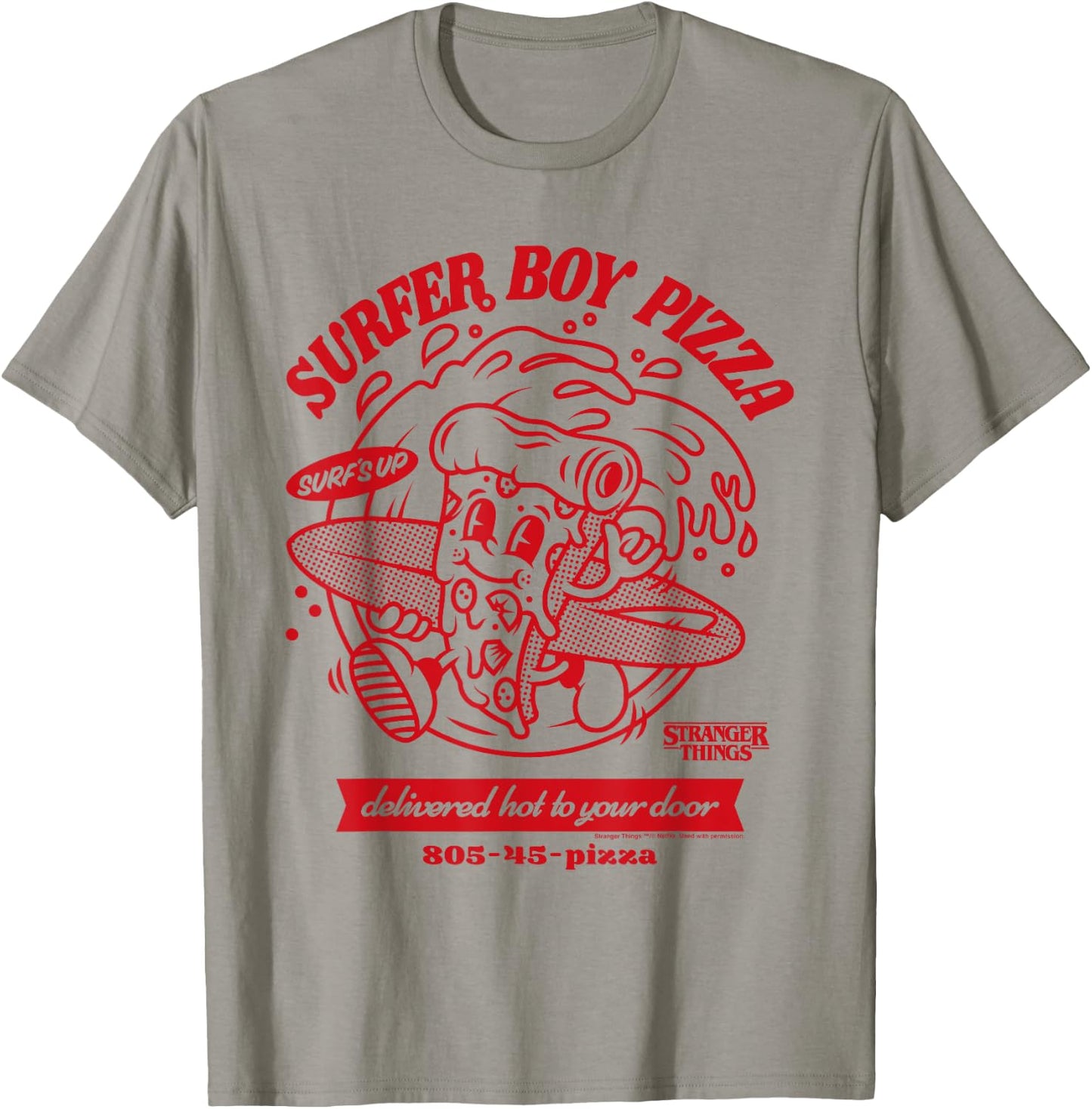 Stranger Things Surfer Boy Pizza Surf's Up T-Shirt - T-Shirt | Sand