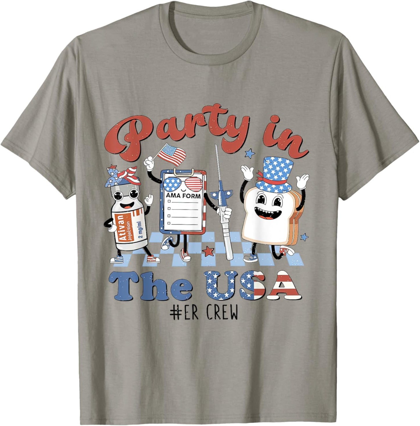 Party In The USA, ER Nurse 4th July, American Flag Patriotic T-Shirt - T-Shirt | Sand