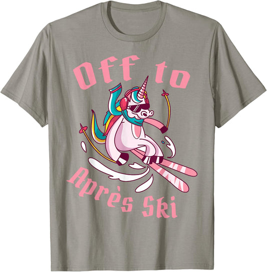 Funny snowboard ski skiing unicorn Off to après ski T-Shirt - T-Shirt | Sand
