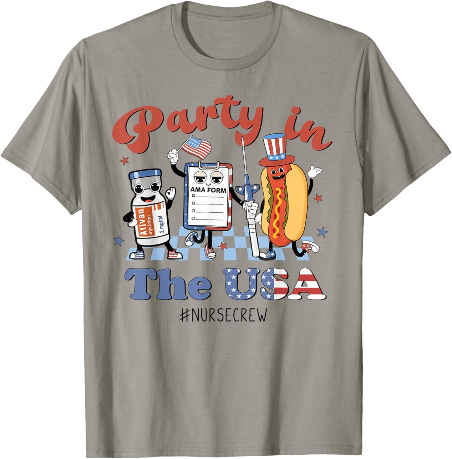 4th Of July Nurse Party in the USA ICU Nurse Crew ER EMS CNA Women Men T-Shirt - T-Shirt | Sand