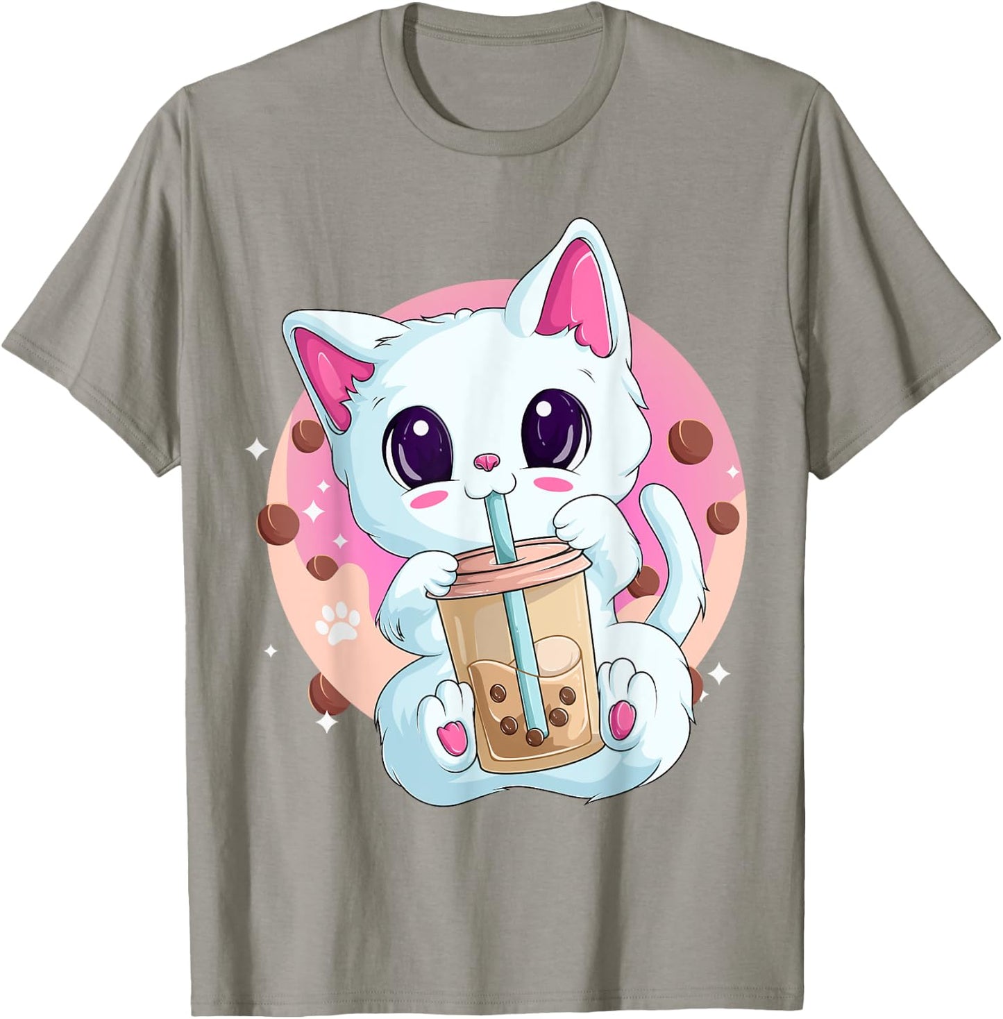 Boba Tea Cat Anime Shirts , Kawaii Bubble Tea Neko T-Shirt - T-Shirt | Sand