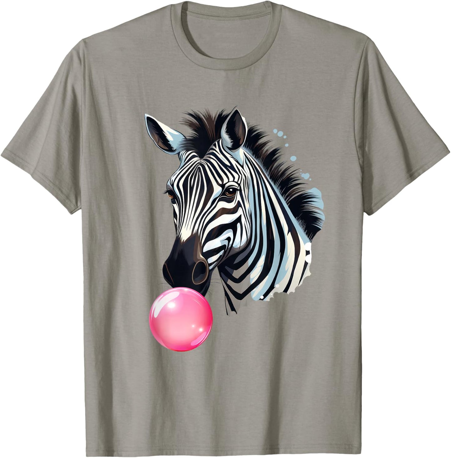144 Animals Zebra Funny Zebra Bubblegum - -Adults, Kids - Blue - Short Sleeve - Zebra Print - Casual - All Seasons T-Shirt - T-Shirt | Sand