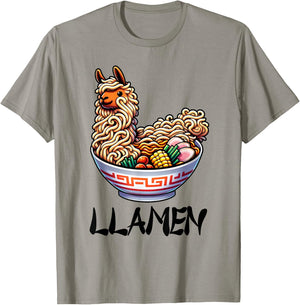 Llamen Noodles Chinese Food Alpaca Llama Lover T-Shirt - T-Shirt | Sand