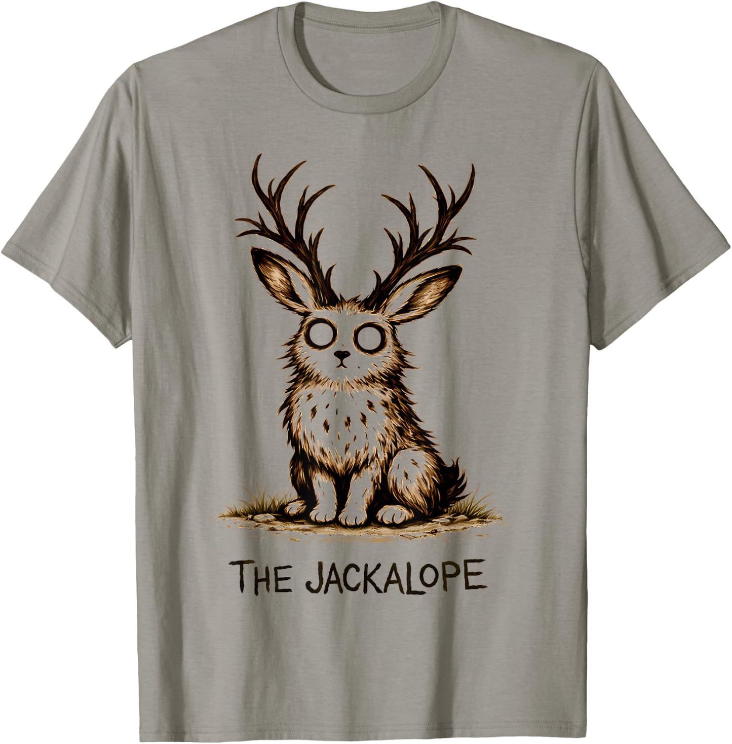 Jackalope Cute Creepy Cryptid T-Shirt - T-Shirt | Sand