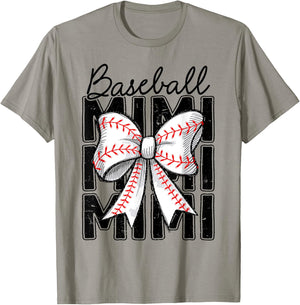 Baseball Mimi Coquette Bow Baseball Lover Game Day Women T-Shirt - T-Shirt | Sand