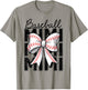 Baseball Mimi Coquette Bow Baseball Lover Game Day Women T-Shirt - T-Shirt | Sand