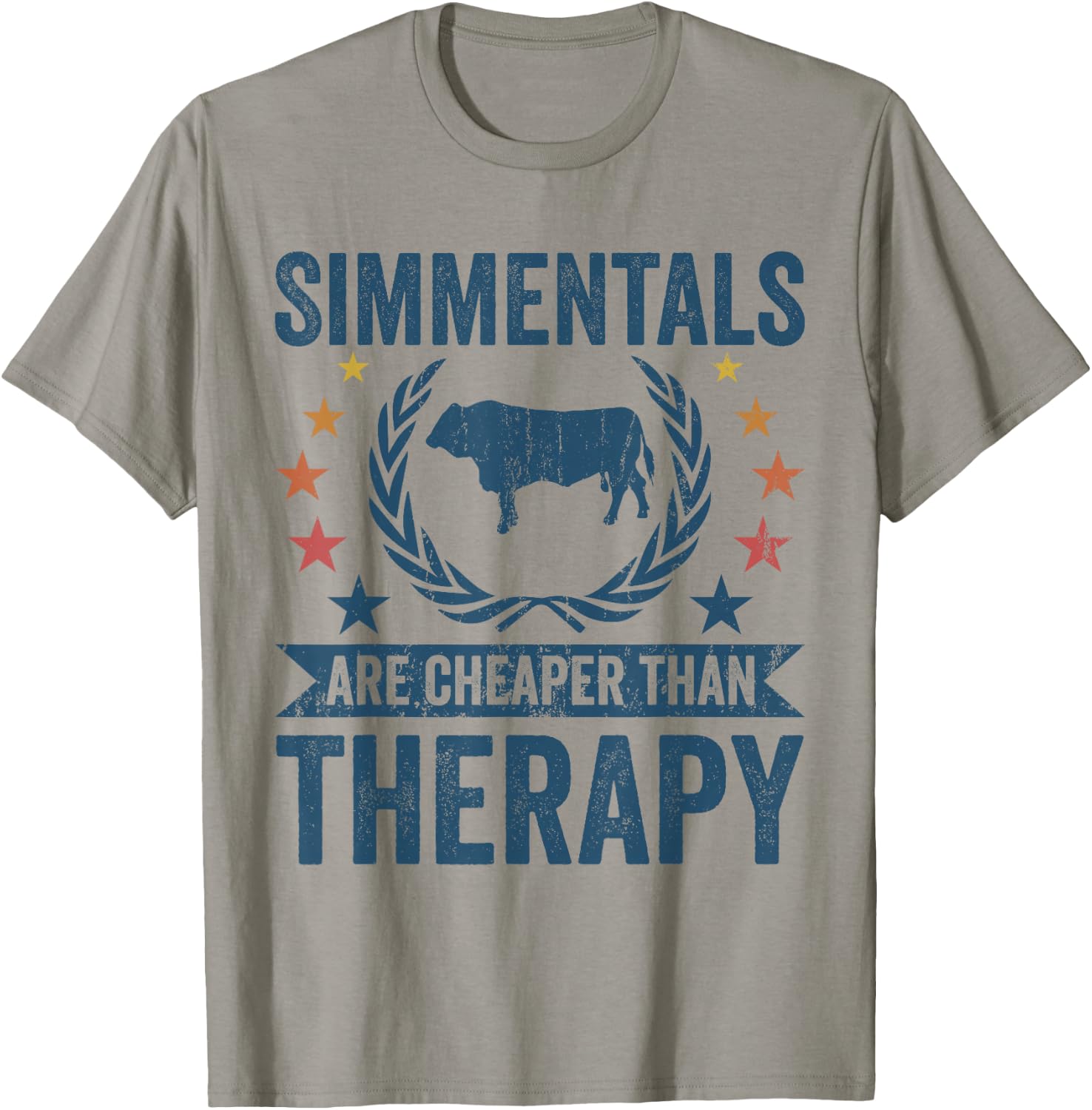 Cow Cheaper Therapy - Cattle Farmer Rancher Simmental T-Shirt - T-Shirt | Sand