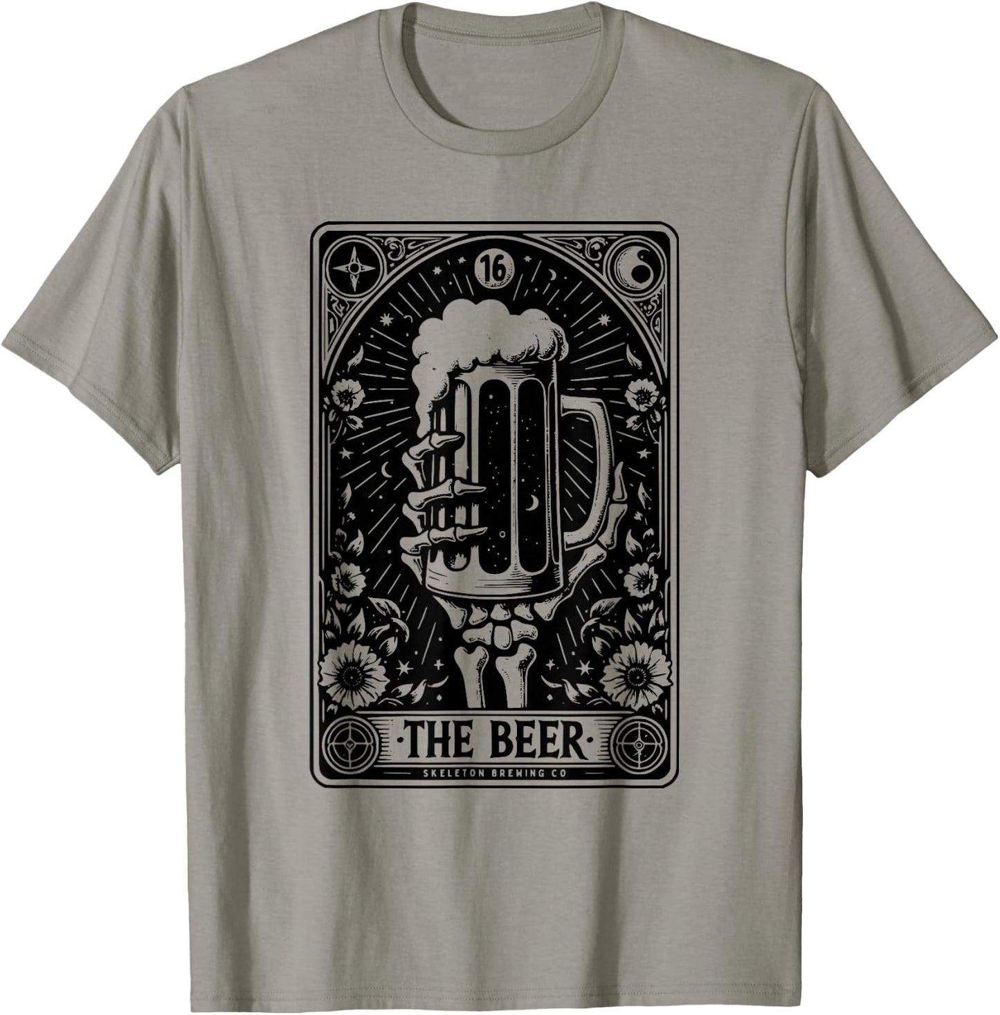 Tarot Card The Beer Beer Skeleton Beer Glass Tarot Cards T-Shirt - T-Shirt | Sand