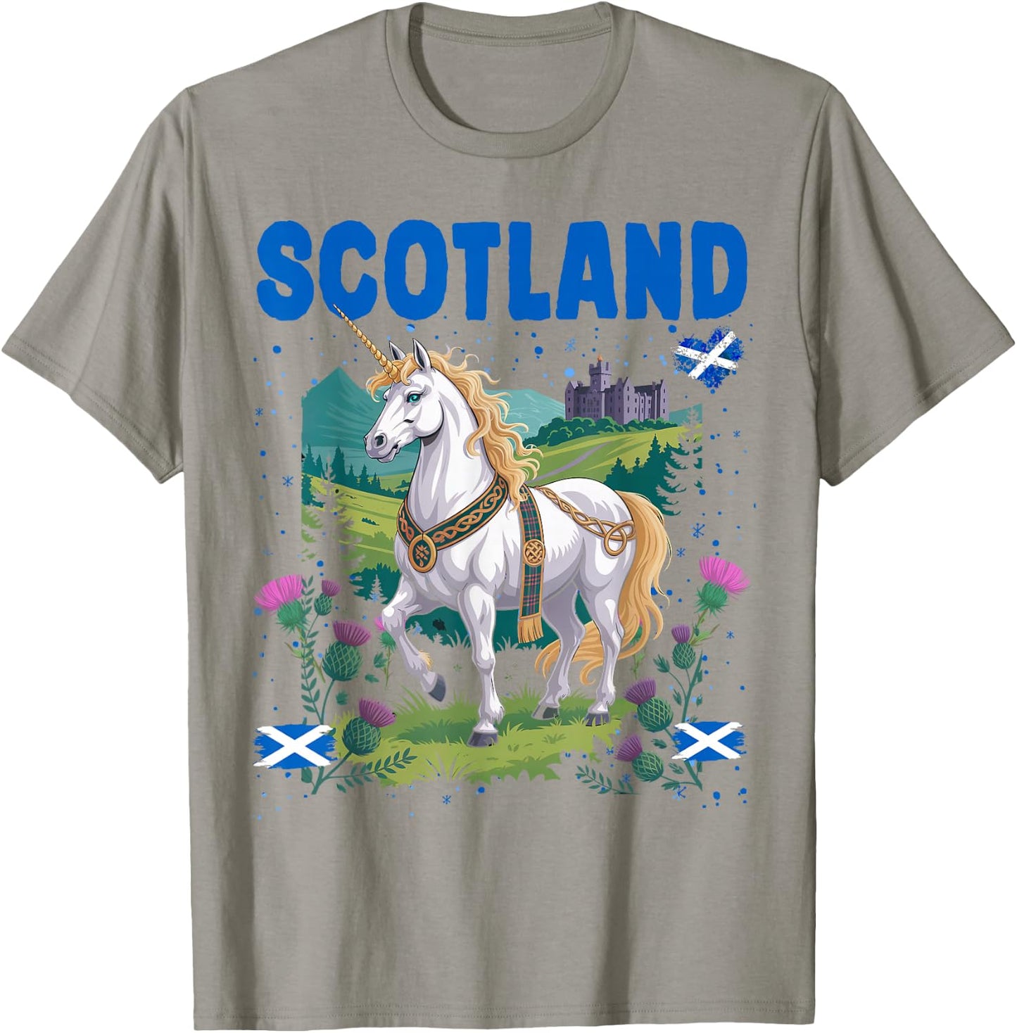 Scotland Themed Outfit Idea & Scottish Unicorn T-Shirt - T-Shirt | Sand