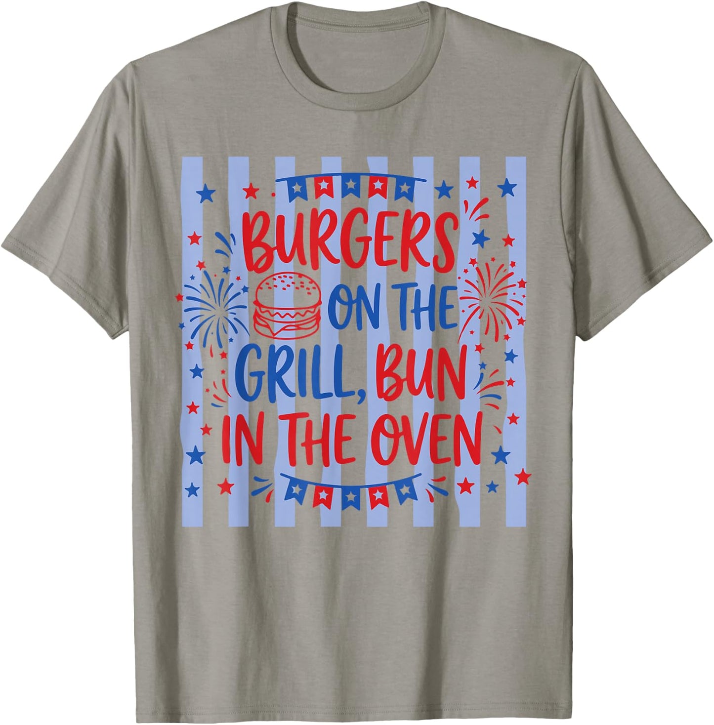 Retro Burgers On The Grill Bun in The Oven Pregnant T-Shirt - T-Shirt | Sand