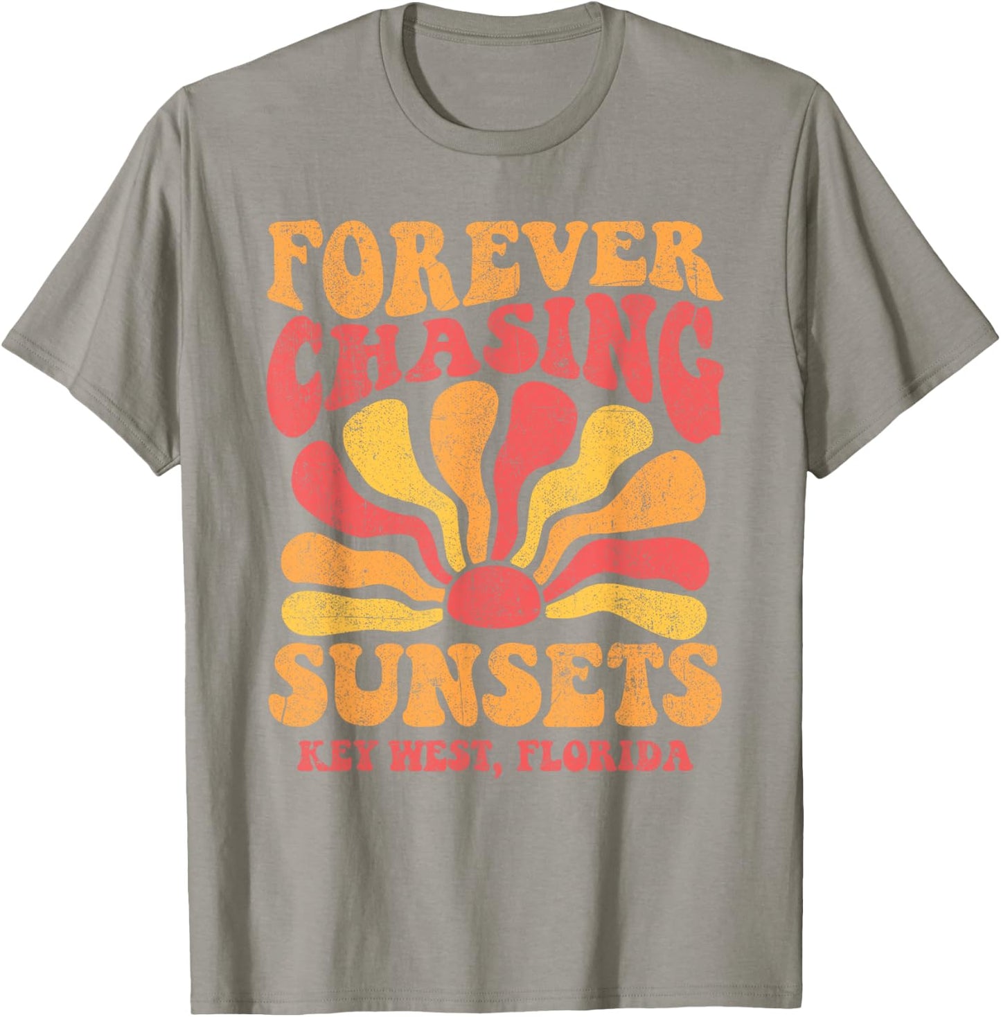 Forever Chasing Sunsets Key West Florida Beach 70s Retro Men Women Kids T-Shirt - T-Shirt | Sand