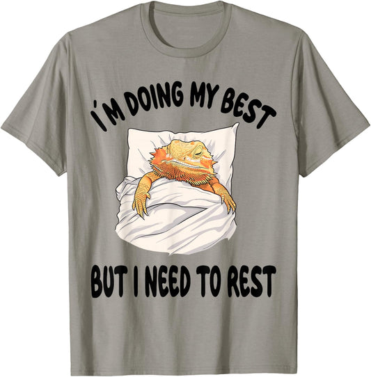 Bearded Dragon Pajamas Nightgown Sleeping Napping T-Shirt - T-Shirt | Sand